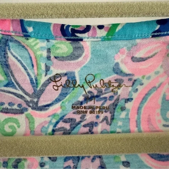 LILLY PULITZER Etta Pima‎ Cotton Dress Blue Horizon Jungle Sunrise M NWT - Picture 4 of 11